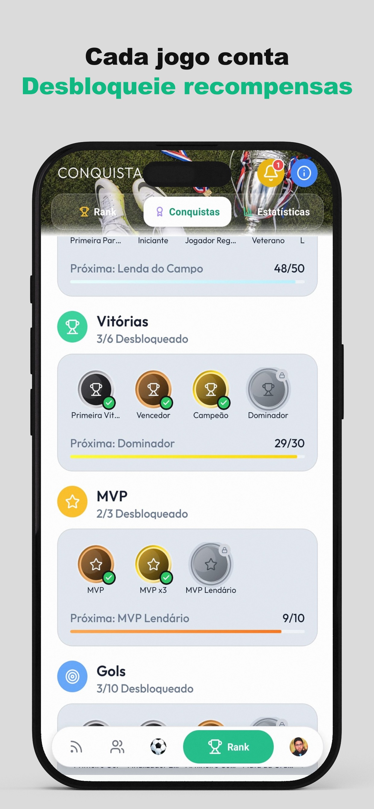 Cada jogo conta — Desbloqueie recompensas