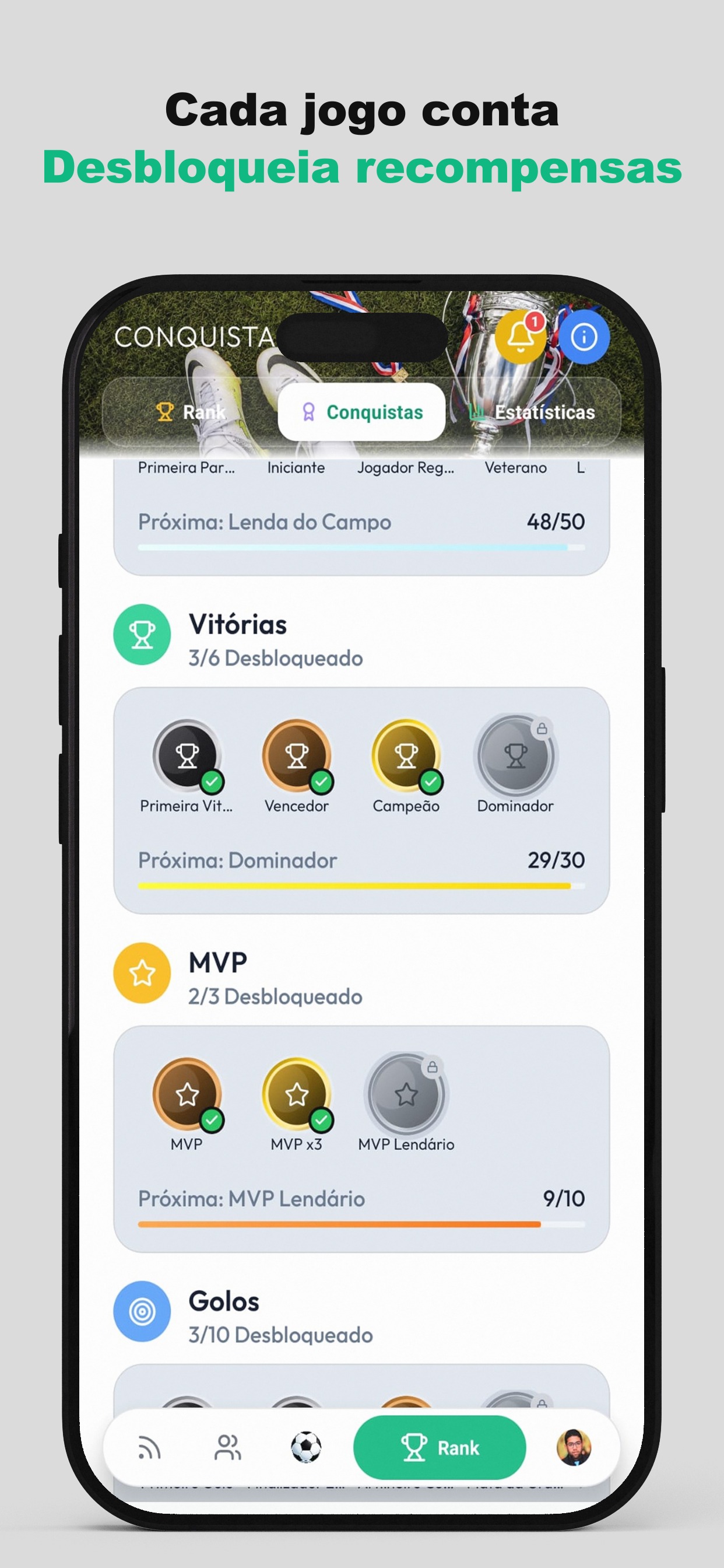 Cada jogo conta — Desbloqueia recompensas