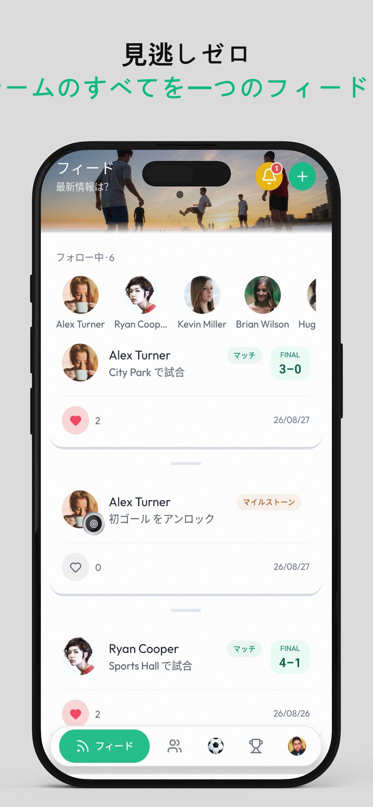 見逃しゼロ — チームのすべてを一つのフィードに