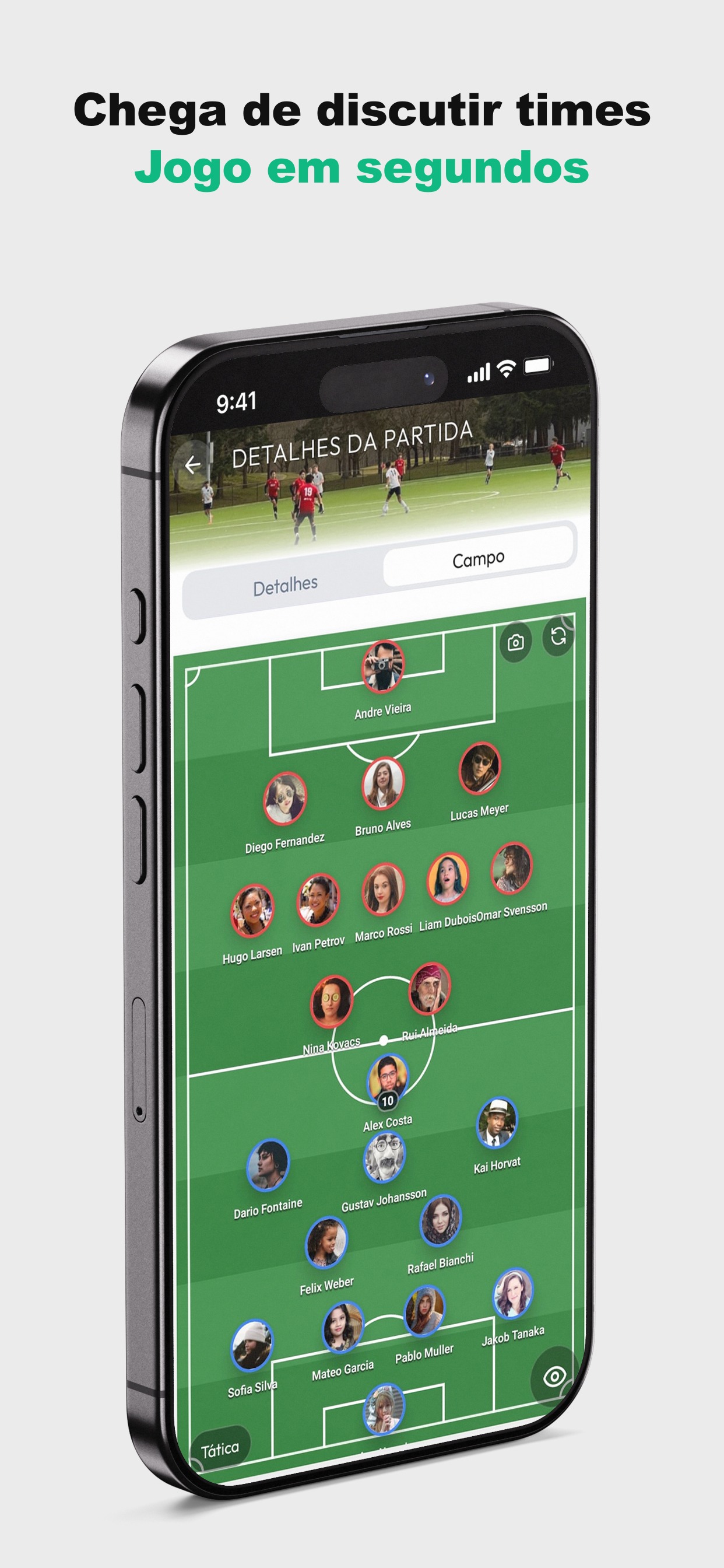 Chega de discutir times — Jogo em segundos